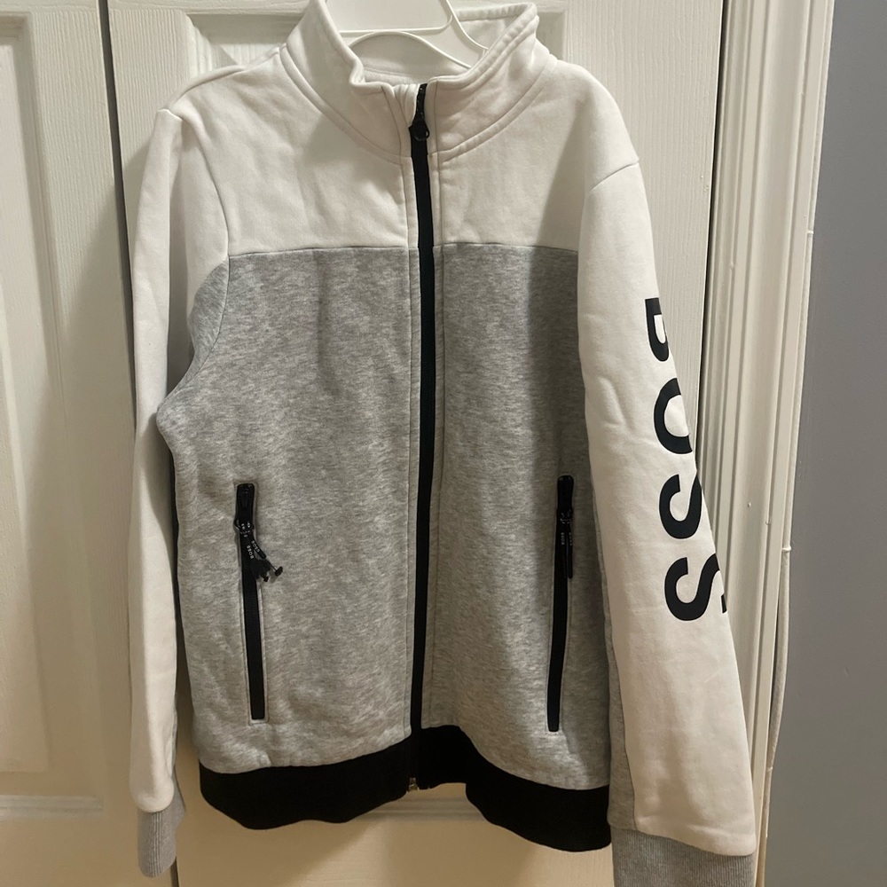 HUGO BOSS ORGANIC COTTON ZIPPED CARDIGAN size 10 used